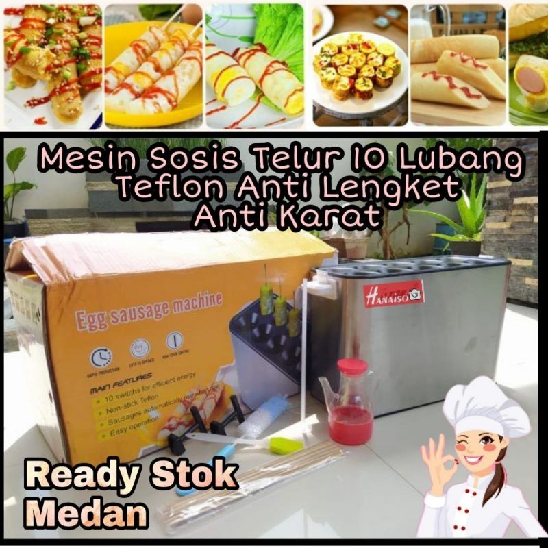 Medan Termurah Terbaik Nelson Mesin Sosis Telur 10 Listrik SOSTEL 10 Lubang Egg Roll Telor Eton Getr