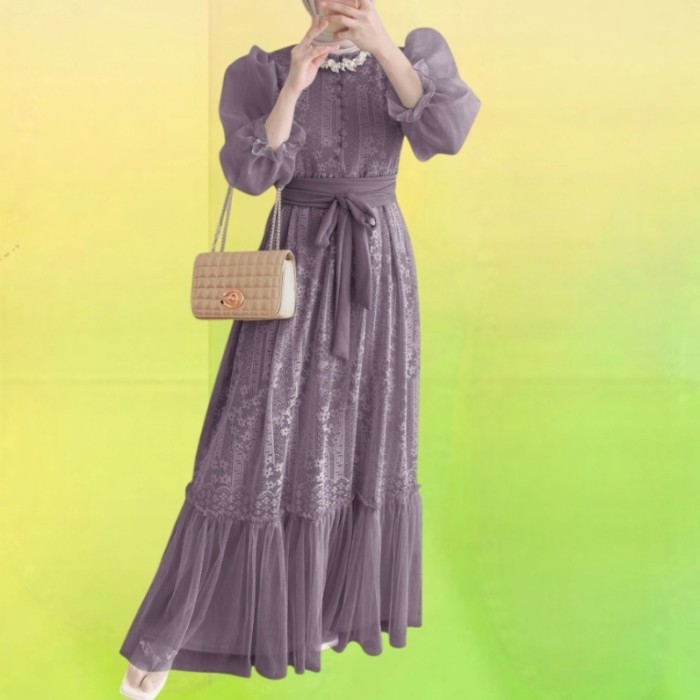 Gamis Wanita Keren Murah Bahan Bagus /Dress Aryani Mauve Gamis wanita baju brukat mewah baju lebaran