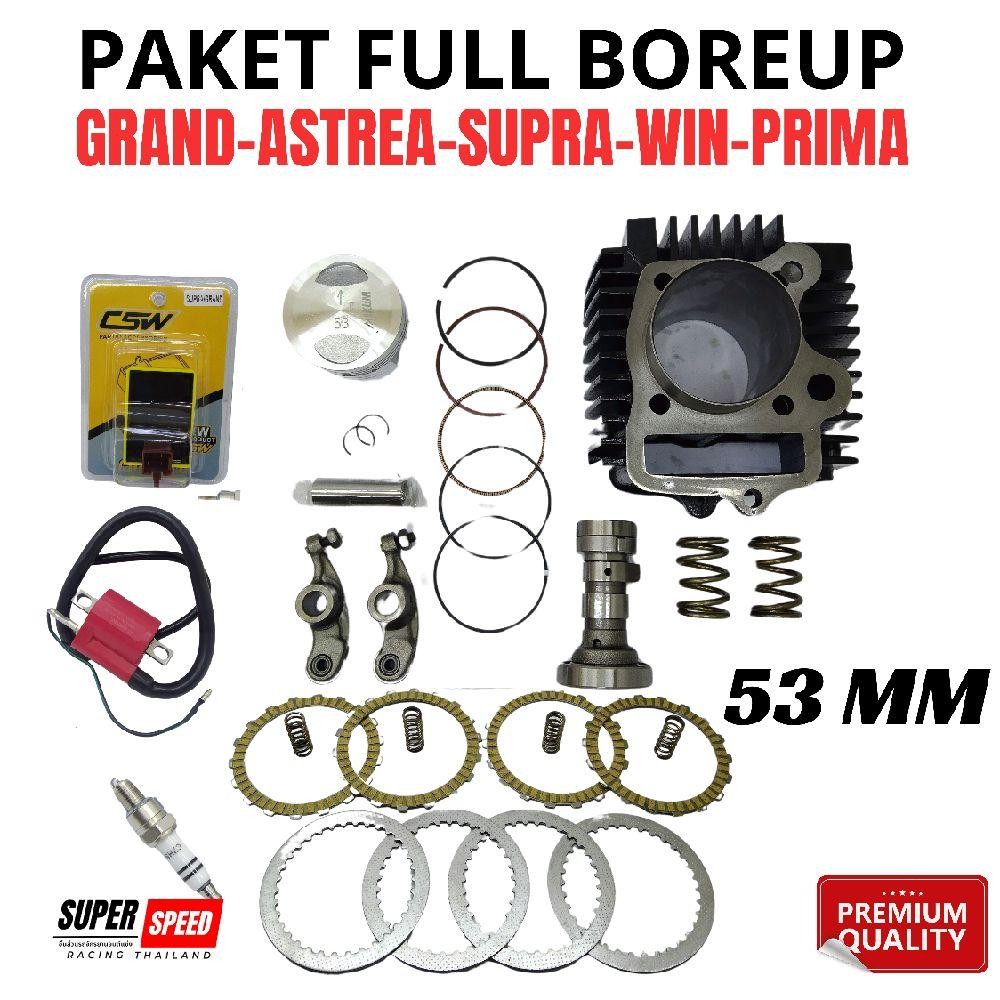 Paket Full Boreup 53 MM Motor Grand Win Prima Astrea Supra Termasuk Cdi, Koil,Busi,Noken As Racing, 