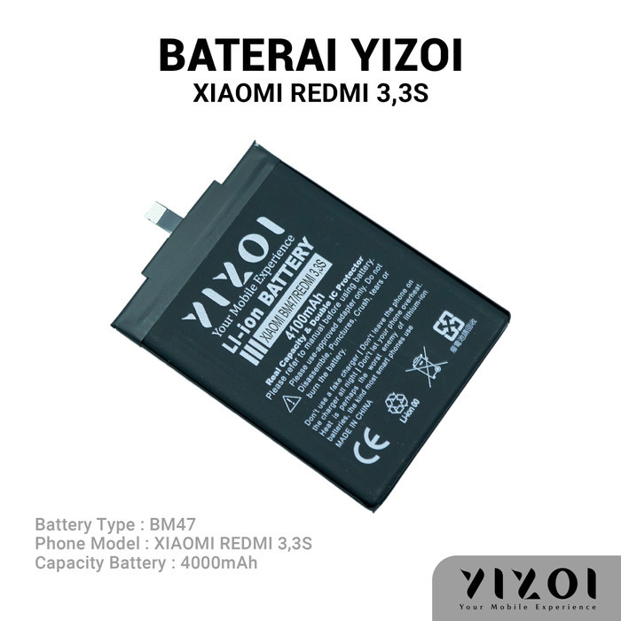 Baterai Kualitas Original YZI  Baterai XIAOMI BM47 / REDMI 3 / REDMI 3S / REDMI 4X / REDMI 3 PR