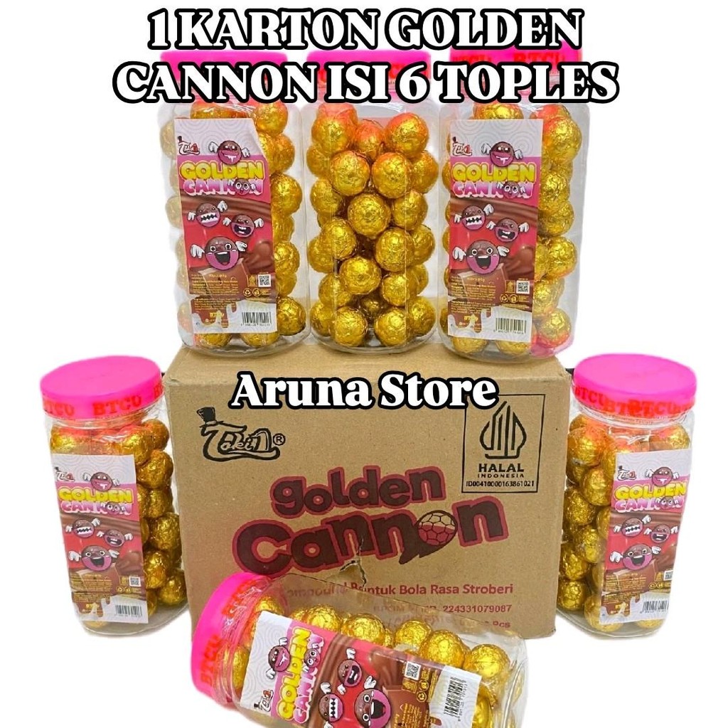 

GOLDEN CANNON BALLS COKLAT 1 DUS ISI 6 TOPLES (1 TOPLES ISI 40PCS)