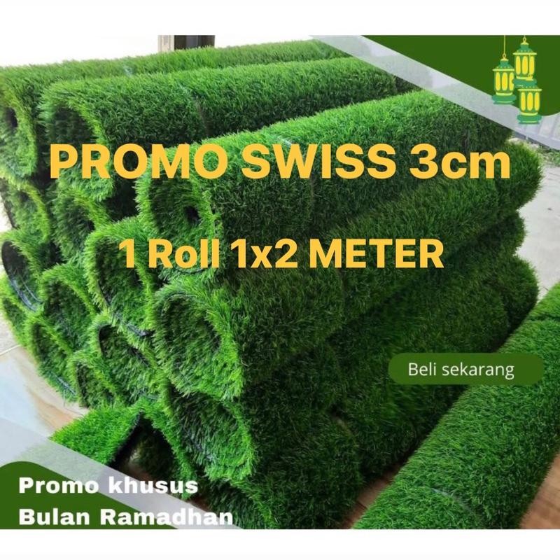 RUMPUT SINTETIS SWISS 3cm 1x2 METER /Rumput sintetis murah /Rumput sintetis Green