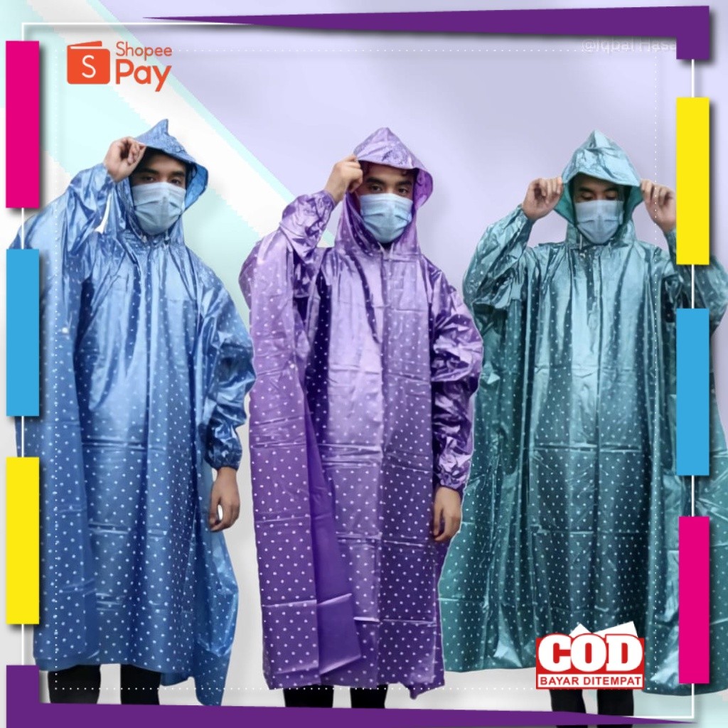 [PREMIUM BAHAN TEBAL] Jas Hujan Jas Hujan Ponco Polkadot Jas Hujan Pria Jas Hujan Wanita Jas Hujan L