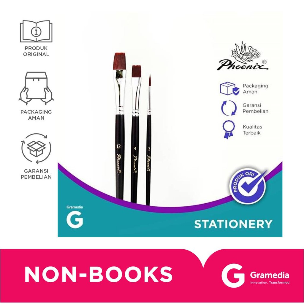 

Phoenix Kuas 660152-4Pcs/Set Nylon Short Round 1.4 Flat 6.12