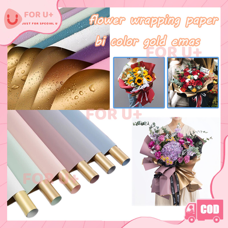 

20 Lembar 2 Side Gold Flower Wrap/Kertas Buket Bunga