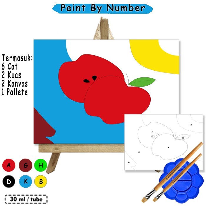 

Kanvas Lukis Buah Apel dan Semangka Paint By Number 20x30 cm