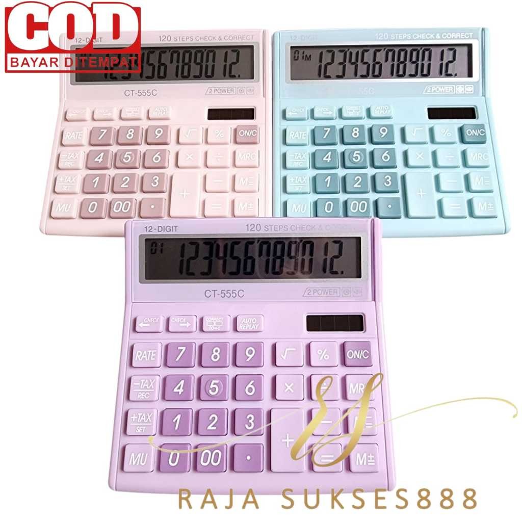 

PROMO HARI INI Calculator CT 555 Warna Pastel Kalkulator 555N 555 N 12 DIGIT CHECK ULANG CHECK CORRECT