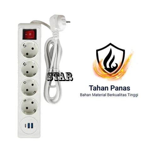 Stop Kontak USB Kabel Saklar On Off / Stop Kontak USB Kabel 4 LUbang & 3M/5M/10M / Stop Kontak USB