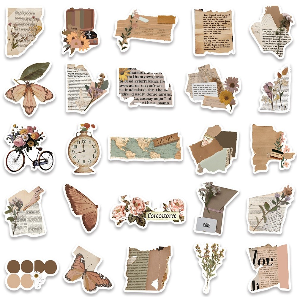 

Ins Stiker Gaya Retro Stiker Pack Sastra Dan Seni Koran Surat Stiker Aesthetic Decal Vinyl Stiker Anti Air - Sticker Buku Journal Koper Stiker Casing hp Stiker Laptop Helm Motor