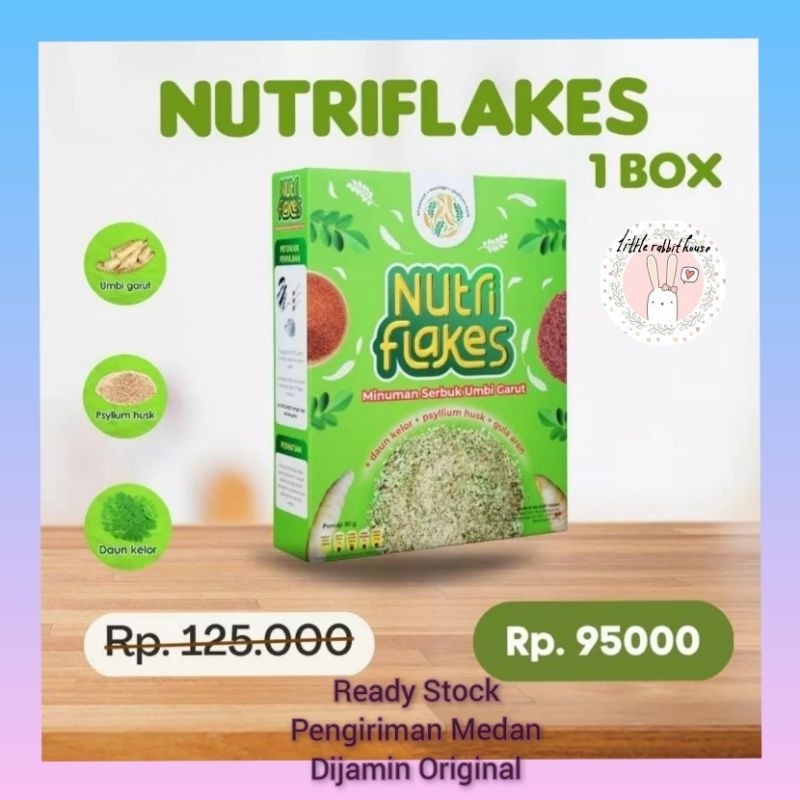 READY MEDAN 1 BOX NUTRIFLAKES MINUMAN SEREAL SERBUK UMBI GARUT ORIGINAL ATASI GERD MAAG ASAM LAMBUNG