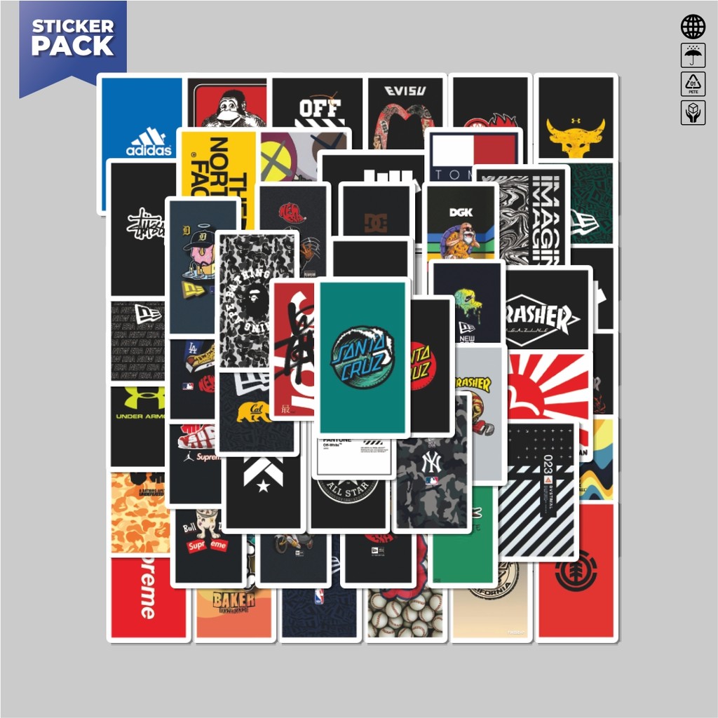

[100PCS]Stiker Pack Stiker Random Mix Logo Brand versi 2 Aesthetic Vinyl Anti Air Dekorasi Sticker Laptop Buku Journal Koper Helm Casing HP Gitar Helm Skateboard