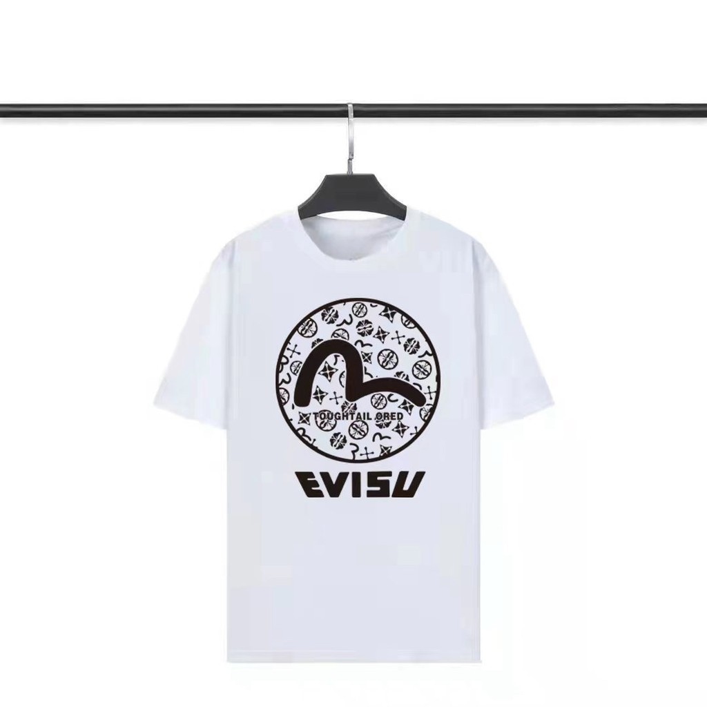Kaos Distro EVISU  Pria Wanita d Baju Boxy Fit T Shirt - Official Merchandise
