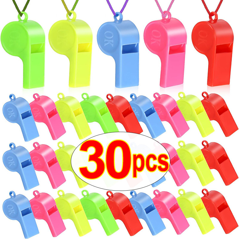 

Color Whistle with Rope Fun Noise Making Whistles for Party Sports Party Favors Multifunction Cheerleading Whistle Children Toys