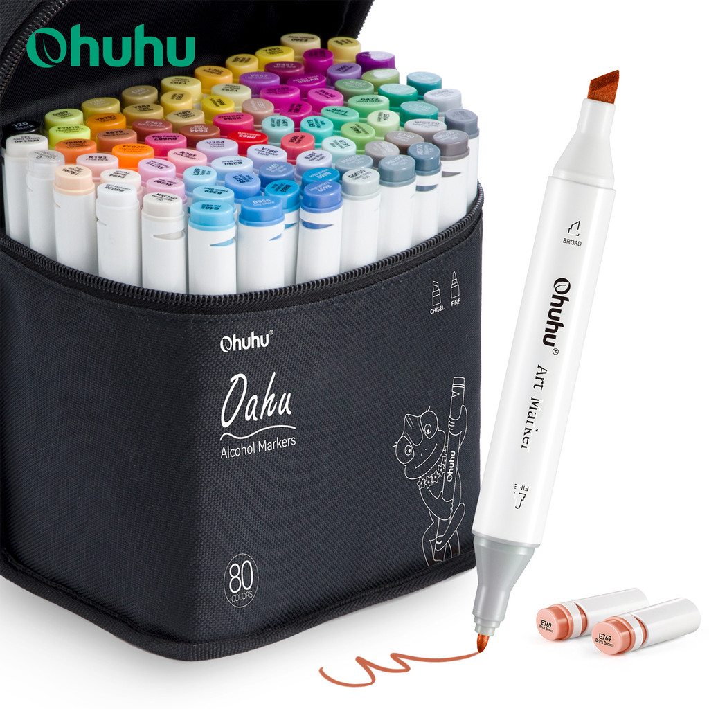

Ohuhu Oahu 80 Colors Marker Pen Set Alcohol Art Markers Dual Tips Felt Pen Sketching Drawing Graffiti Manga School Art Supplies