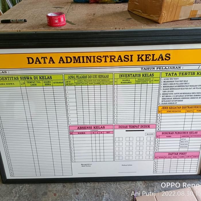 

papan data sekolah, lengkap bingkai figura kayu - data pegawai 2706