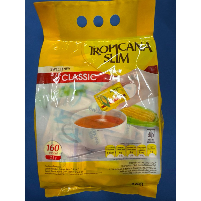 

Tropicana slim 160 sachet x 2,5 gram ( minimal order 10 pack )