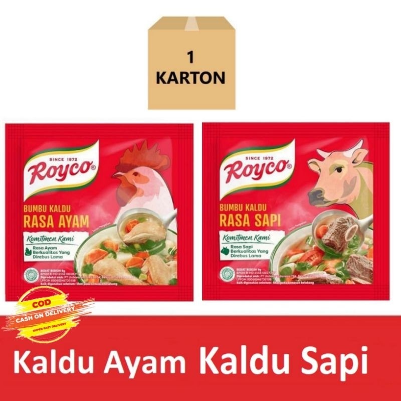 

Royco Bumbu Kaldu Ayam & Sapi [8 g/ 576 Sachet/ 1 Karton]