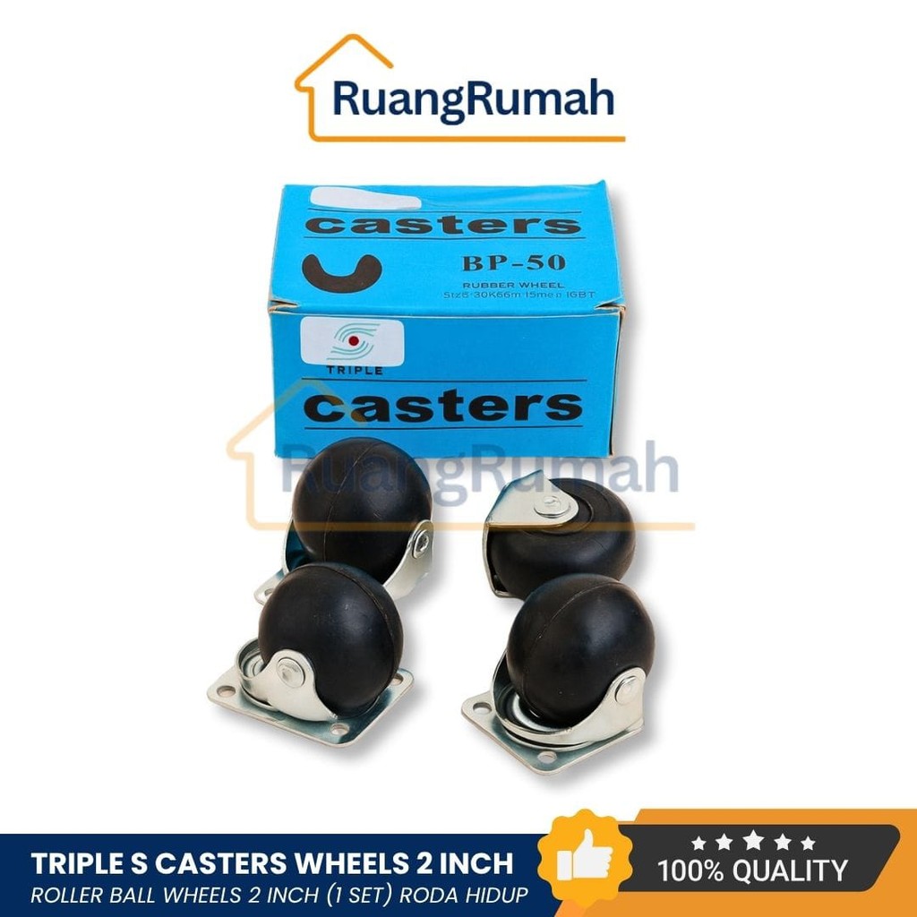 (Grosir) Roda Troli Bulat Etalase Gerobak Kulkas Mesin Cuci Lemari Meja Caster Kecil Karet Nylon 2In