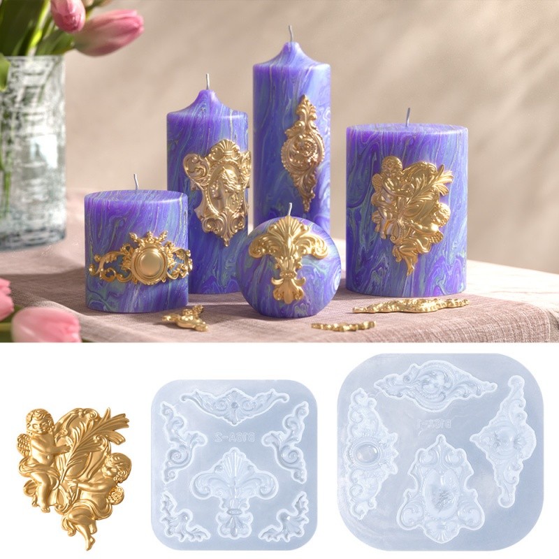 

European Angel Relief Pattern Candle Ornaments Plaster Silicone Mold DIY Chocolate Cupcake Decoration Baking Epoxy Resin Molds