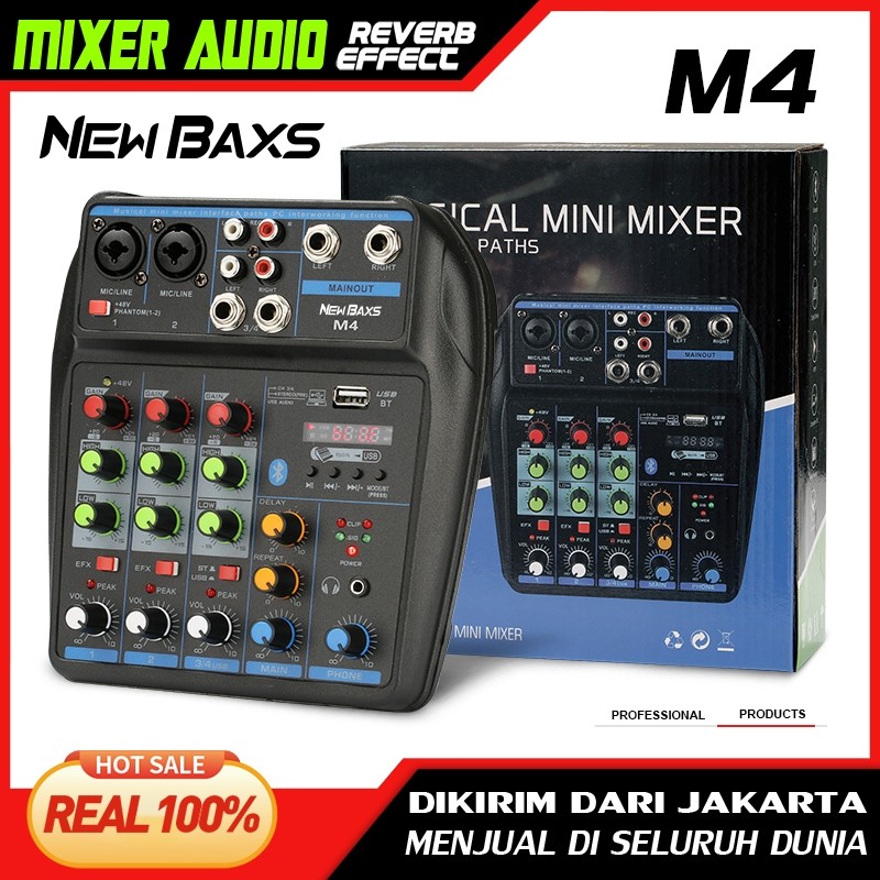 WOW NEW BAXS Mixer Audio Profesional M4G/M4 4 saluran mendukung pemutaran Bluetooth/USB/MP3/PC peral