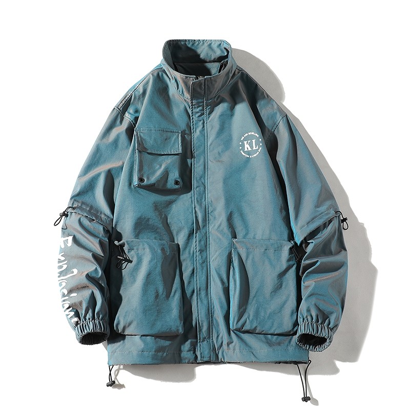Japan Style Hip Hop Mens Windbreaker Jacket Coat Loose Streetwear Mens Oversized Jacket Sportswear B