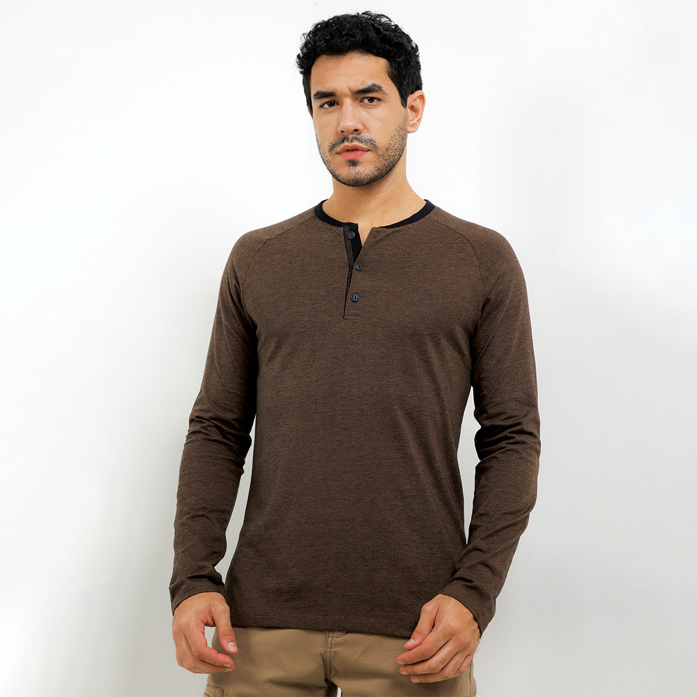 Cressida The Next Level Kaos Henley Longsleeve Brown Printed J149C