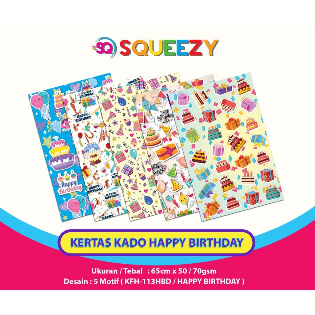 

RGT- 10 Pcs Kertas Kado Motif Happy Birthday