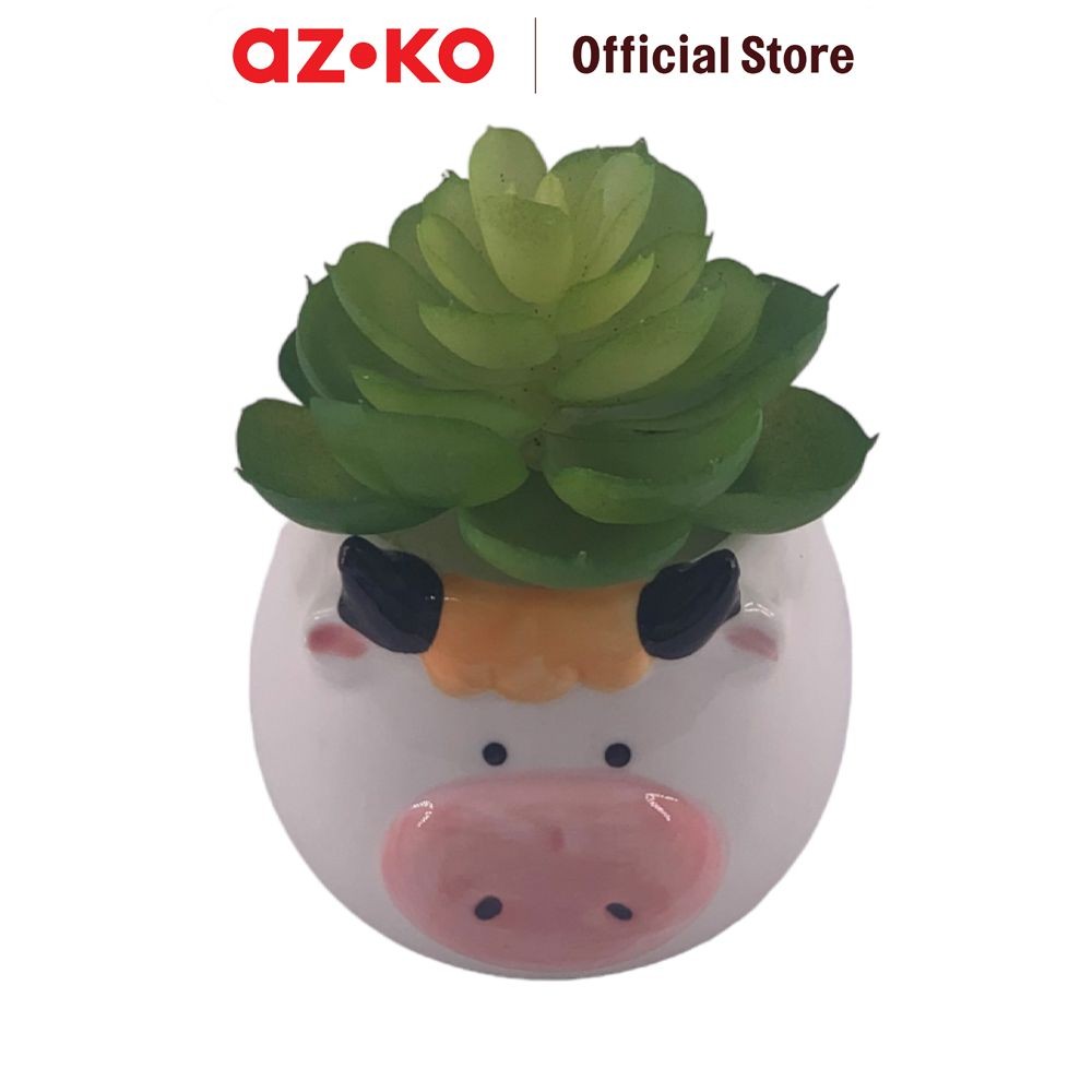AZKO Arthome Tanaman Artifisial Sukulen Dengan Pot Anima Cow Tumbuhan Tanaman Buatan Dekorasi Plant 