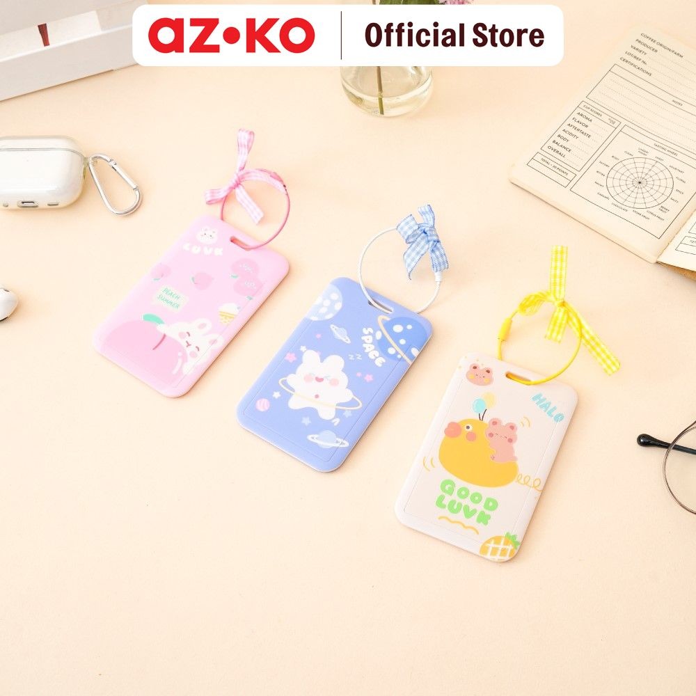 

AZKO Ataru Holder Id Card Dengan Ribbon Print 2 Tempat Kartu Lanyard Name Tag Holder Id Card Holder Lucu