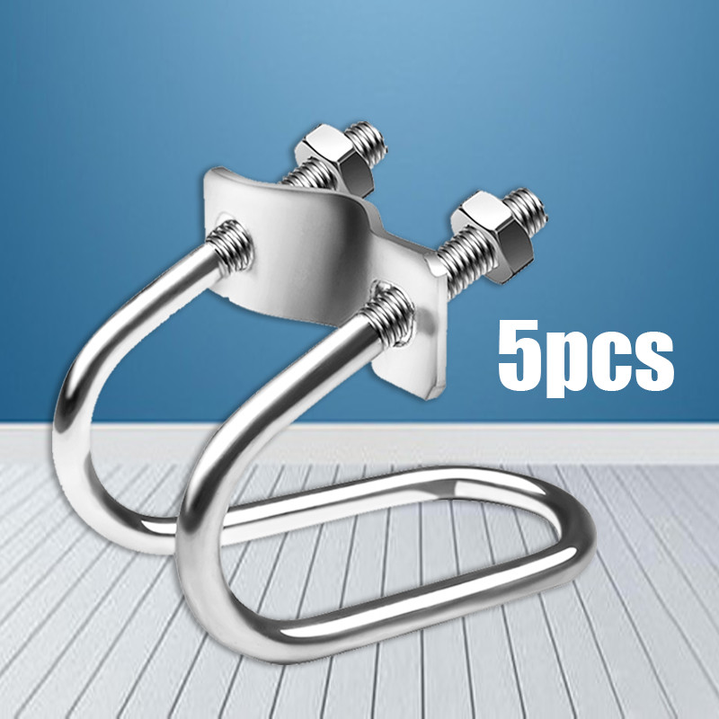 5PCS Klem Pipa Plat Besi Seng/ Klem pipa silang berbentuk U ganda/Klem Penjepit Pengait Pipa Conduit