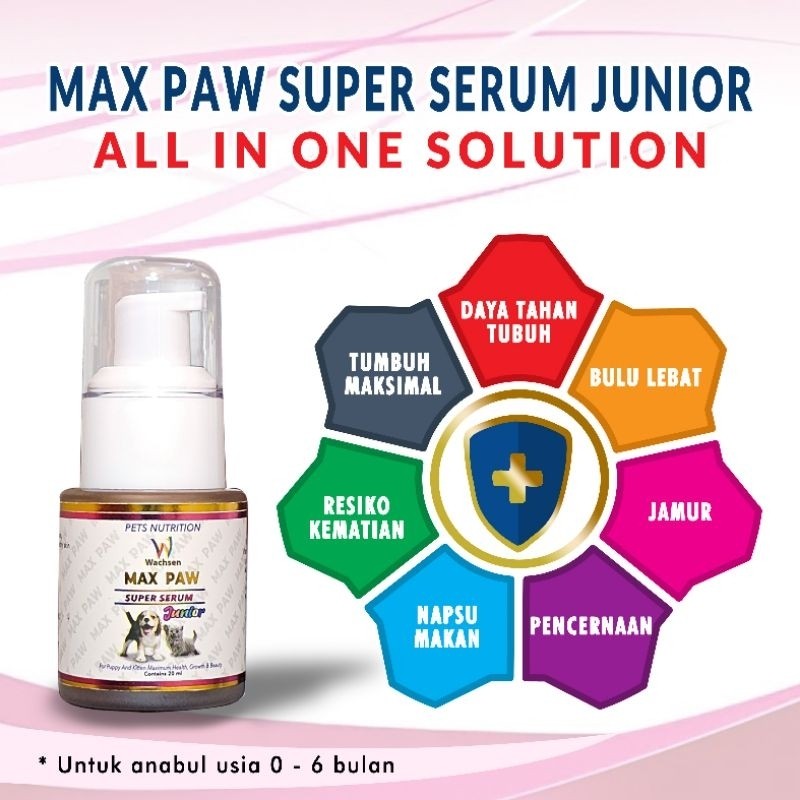 gq25rn Max Paw Junior Vitamin Anak Kucing Anjing Pertumbuhan Sakit Napsu Makan Bulu Rontok Bulu Kusa