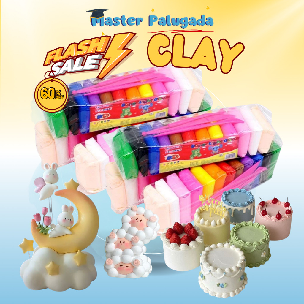 ( PAKET 6 SET ) Mainan Anak Clay Polymer isi 12 PCS Clime Set Soft Clay Dough 12 Warna Edukasi Kreat