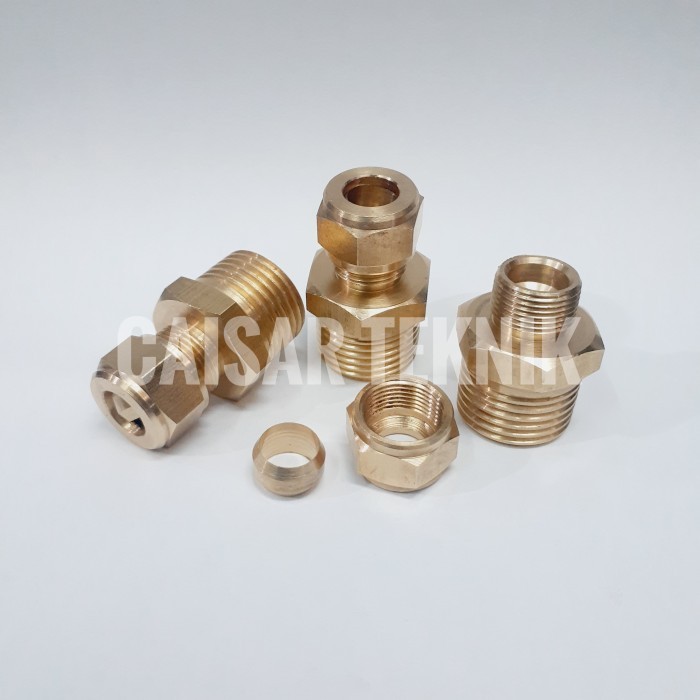 Male Conector 3/8" × 1/2" Inch Kuningan
