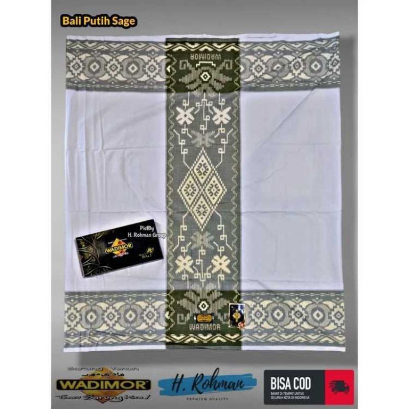 SARUNG WADIMOR PUTIH BALI MOTIF BATIK BHS PREMIUM MOTIF BATIK TUMPAL KEMBANG SARUNG GUS IQDAM SERIES