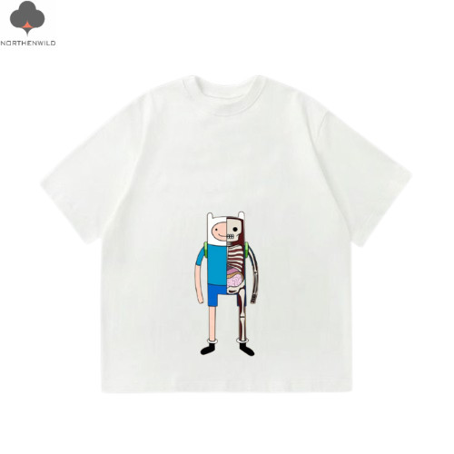 UNISEX TSHIRT WHITE LOVE ADVENTURE SKULL size S-M-L-XL costum 24s