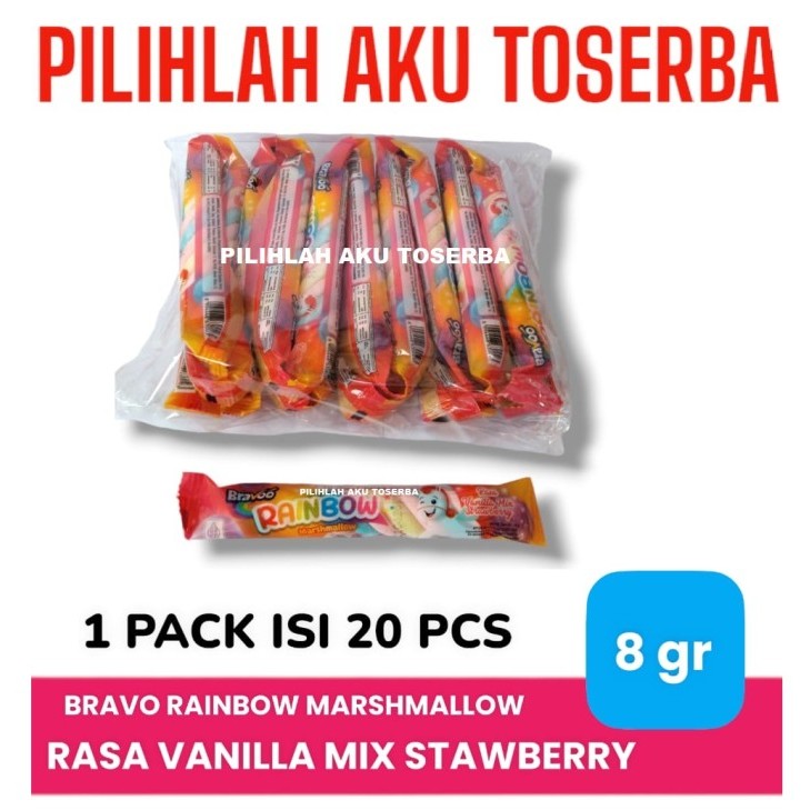 

BRAVOO Rainbow Marshmallow MIX STRAWBERRY - ( HARGA 1 PACK )