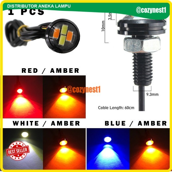 (GLT) Lampu LED MATA ELANG 2 WARNA Eagle Eyes Eye Senja Sen Kota Mobil Motor - PUTIH KUNING