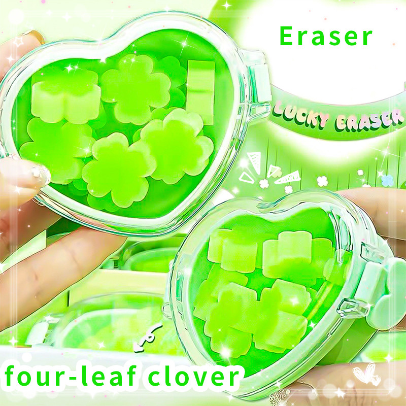 

Kawaii Stationery items Aesthetic stationery supplies back to school acsesories four-leaf clover Eraser rubber cute things