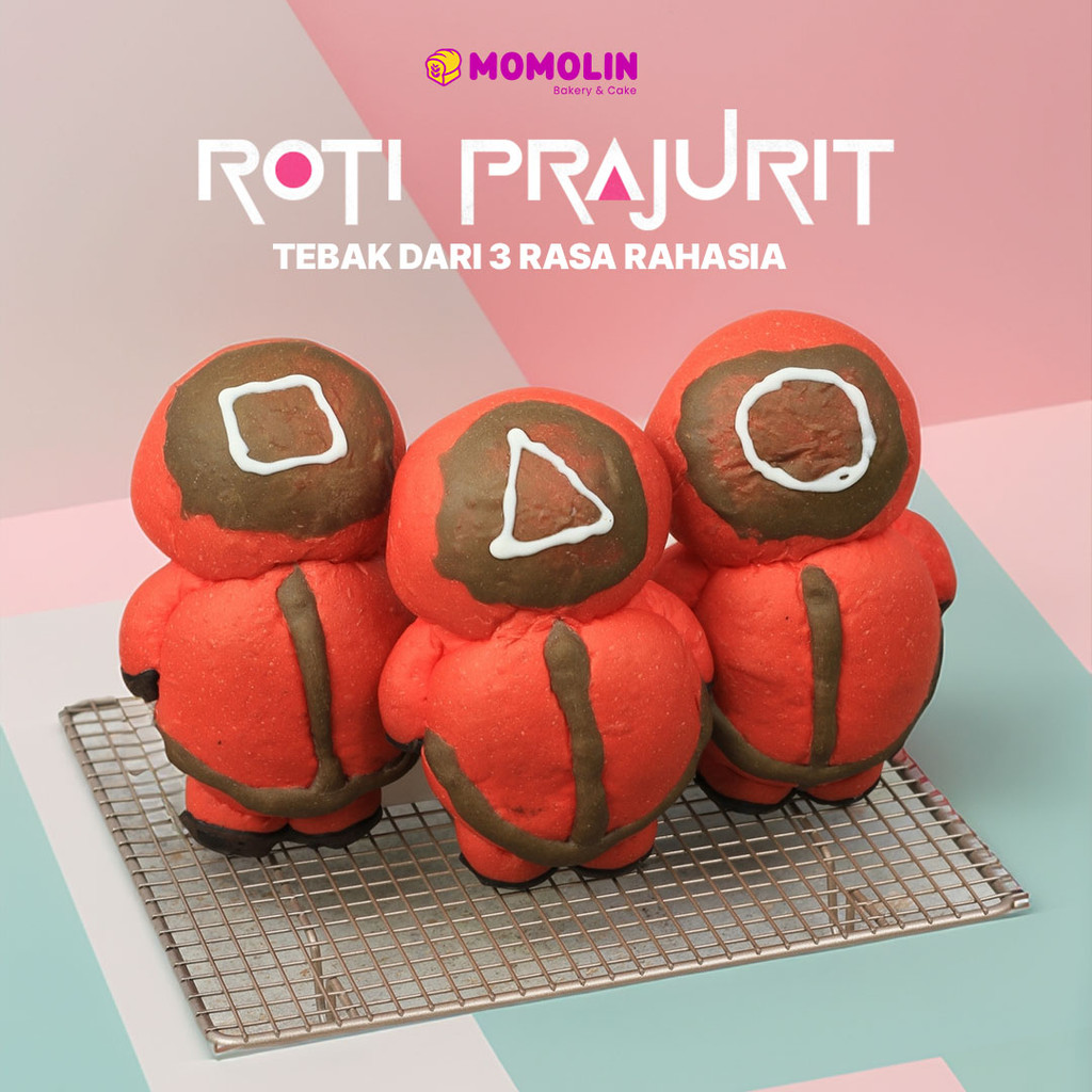 

Momolin Bakery Roti Prajurit - Roti Premium - Roki Karakter Bentuk Squid Game