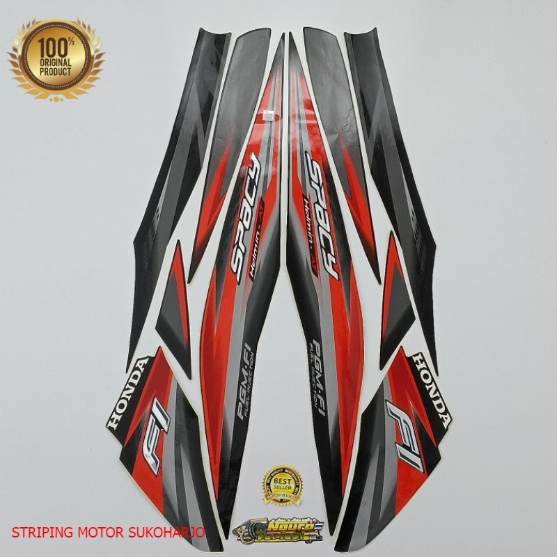 (ORI) striping honda spacy fi 2014 hitam abu  kualitas original