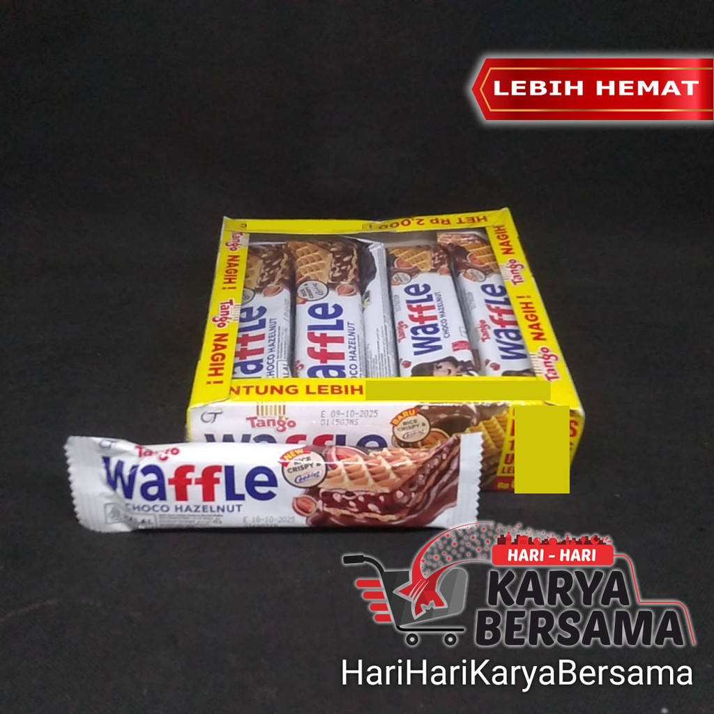 

MAKANAN RINGAN TANGO WAFFLE RICE CRISPY & COOKIEZ CHOCO HAZELNUT PER-BOX ISI 12'S X 25GR