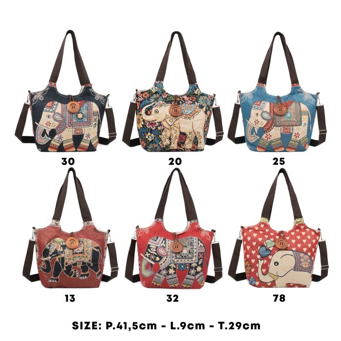 sale  READY TAS SELEMPANG MOTIF GAJAH BESAR / TOTEBAG THAILAND JUMBO / TAS THAILAND GAJAH / Tkf 269