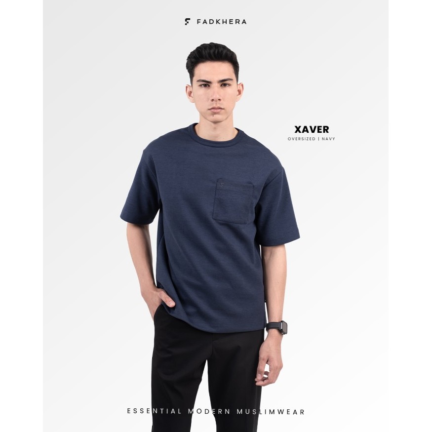 XAVER oversize NAVY T Shirt Kaos Fadkhera Kaos Pria Kaos Oversize