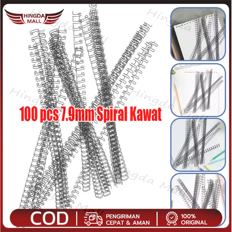 

100 pcs 7.9mm Spiral Kawat/ Wire Binding Pitch 3:1 - A4 1/4 Ring Jilid Kawat Nomor