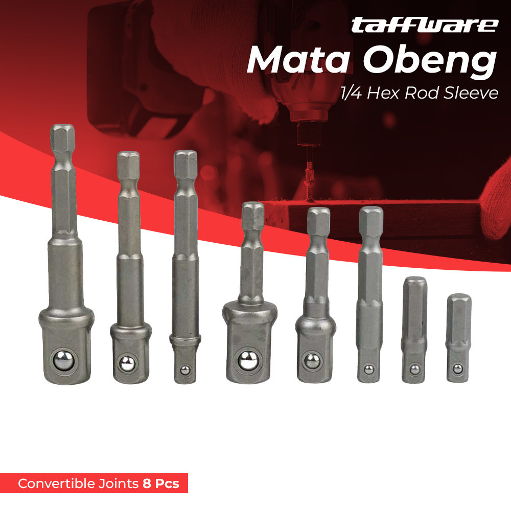 

- Taffware Mata Obeng 1/4 Hex Rod Sleeve Convertible Joints 8 PCS -