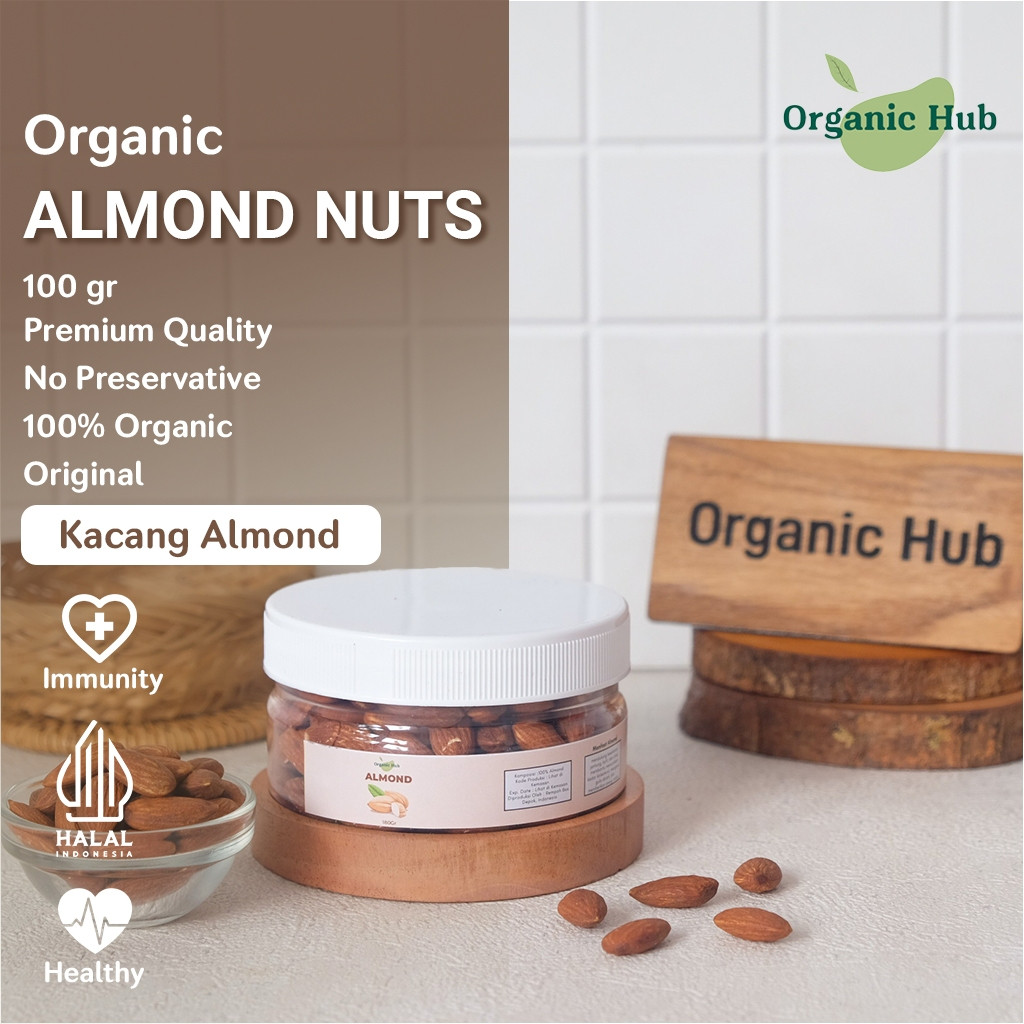 

Organic Hub Kacang Almond Roasted Panggang 100% Premium Original Natural 100 gr