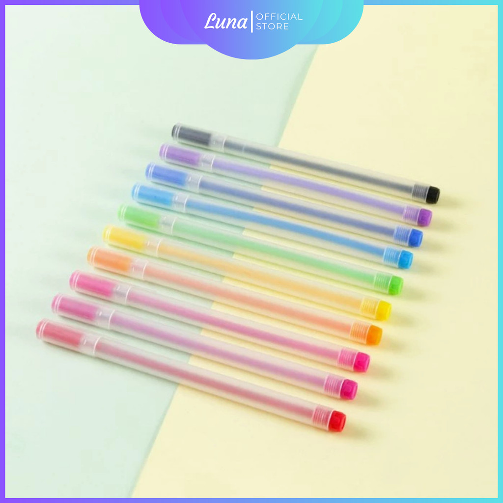 

1Pack Color Gel Pen Warna Warni Isi 10 Warna 0.5mm Pulpen Gel Warna Warni 10 Colors