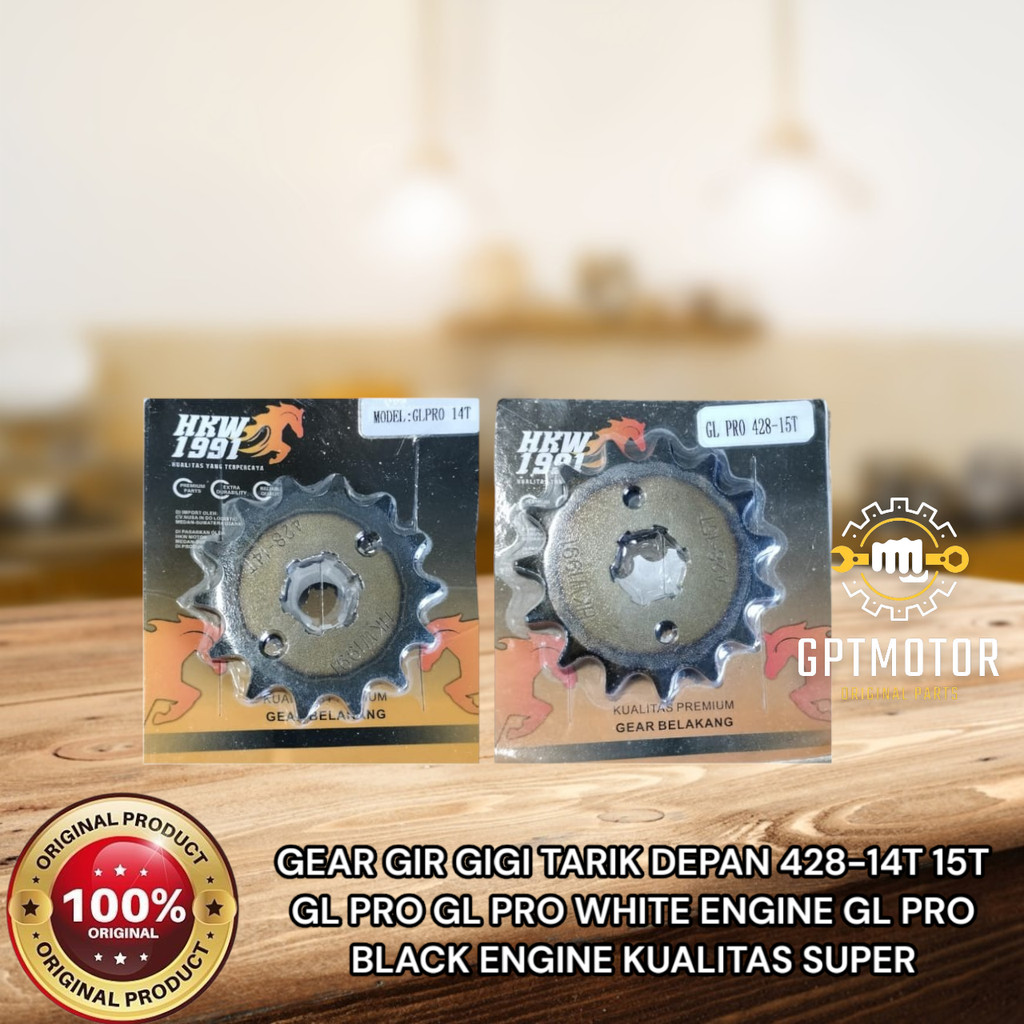 GEAR GIR GIGI TARIK DEPAN 428-14T 15T GL PRO GL PRO WHITE ENGINE GL PRO BLACK ENGINE KUALITAS SUPER