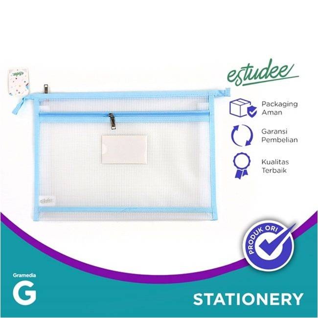 

Estudee Zipper Pocket Double Layer A4 Light Blue Eszp232