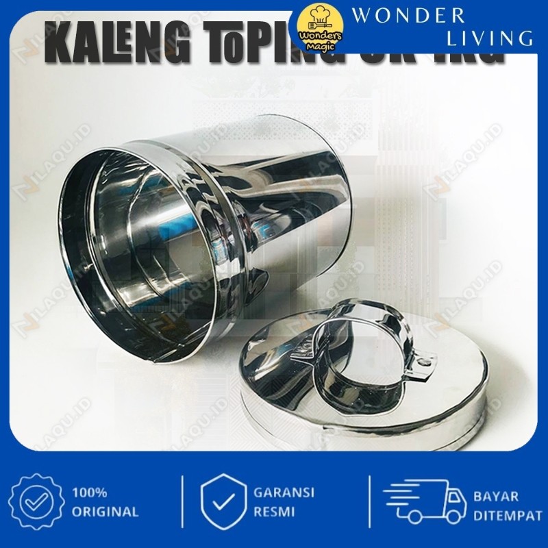 Toples stainless bulat 1kg serbaguna kaleng wadah toping kue donat martabak manis coklat keju
